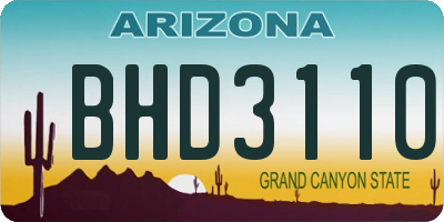 AZ license plate BHD3110