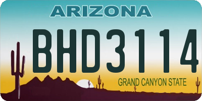 AZ license plate BHD3114
