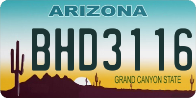 AZ license plate BHD3116