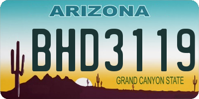 AZ license plate BHD3119