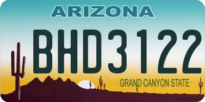 AZ license plate BHD3122