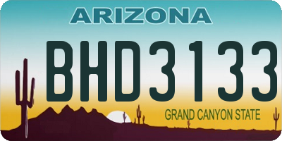 AZ license plate BHD3133