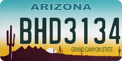 AZ license plate BHD3134