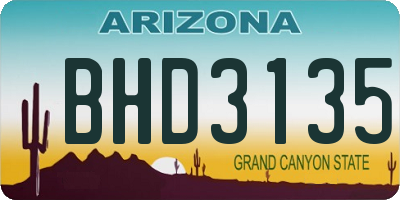 AZ license plate BHD3135