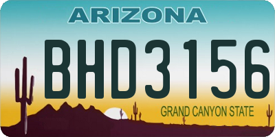 AZ license plate BHD3156