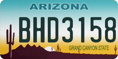 AZ license plate BHD3158