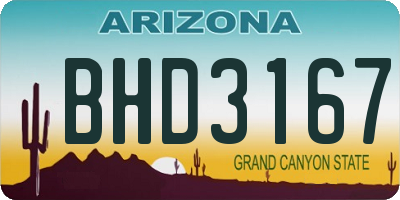 AZ license plate BHD3167