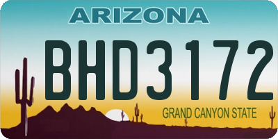 AZ license plate BHD3172