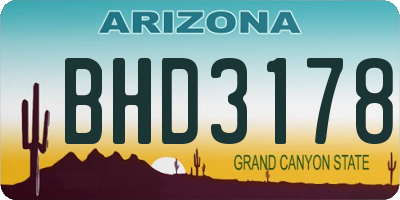 AZ license plate BHD3178