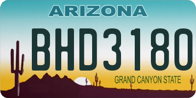 AZ license plate BHD3180