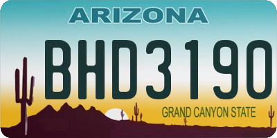 AZ license plate BHD3190