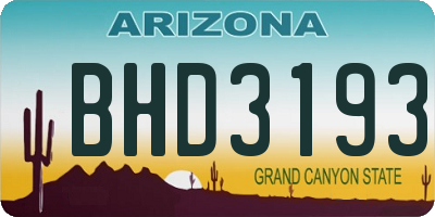 AZ license plate BHD3193