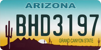 AZ license plate BHD3197