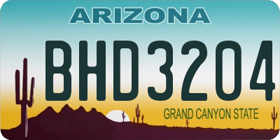 AZ license plate BHD3204