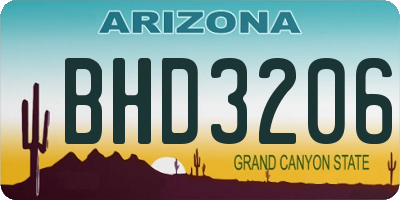 AZ license plate BHD3206