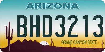 AZ license plate BHD3213