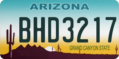 AZ license plate BHD3217
