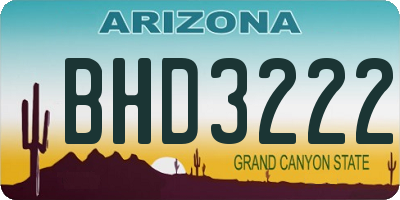 AZ license plate BHD3222