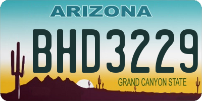 AZ license plate BHD3229