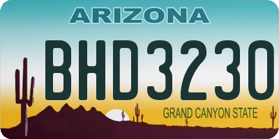 AZ license plate BHD3230