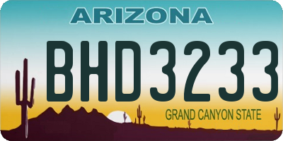 AZ license plate BHD3233