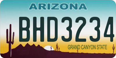AZ license plate BHD3234