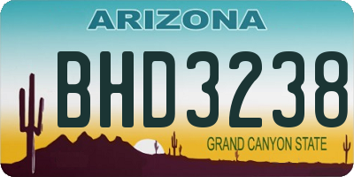 AZ license plate BHD3238