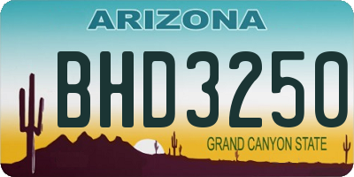 AZ license plate BHD3250