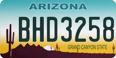 AZ license plate BHD3258