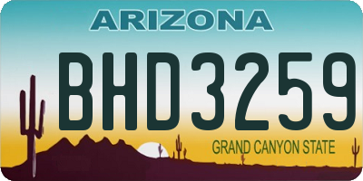 AZ license plate BHD3259