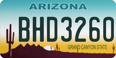 AZ license plate BHD3260