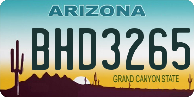 AZ license plate BHD3265