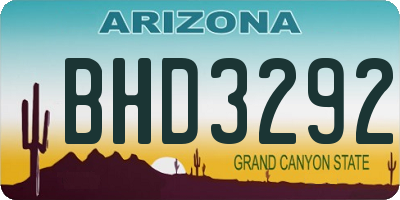 AZ license plate BHD3292