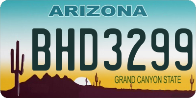 AZ license plate BHD3299