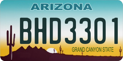 AZ license plate BHD3301