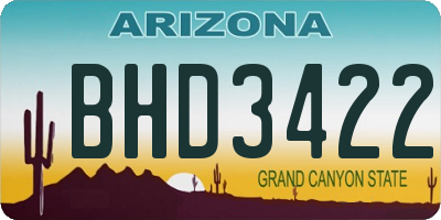 AZ license plate BHD3422