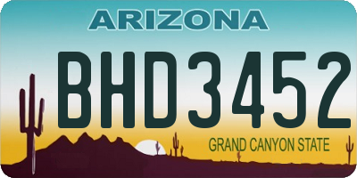 AZ license plate BHD3452