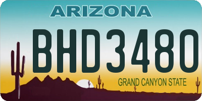 AZ license plate BHD3480