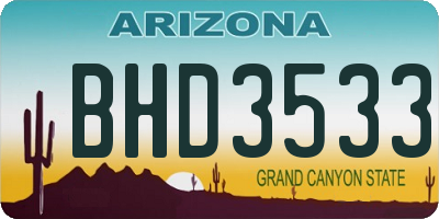 AZ license plate BHD3533