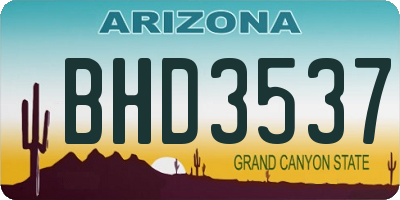 AZ license plate BHD3537