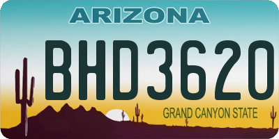 AZ license plate BHD3620
