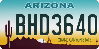 AZ license plate BHD3640