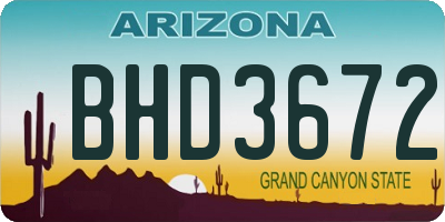 AZ license plate BHD3672