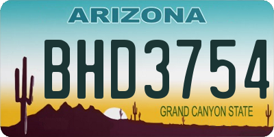 AZ license plate BHD3754