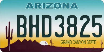 AZ license plate BHD3825