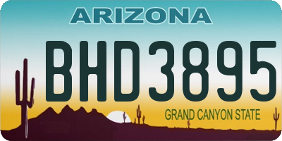 AZ license plate BHD3895