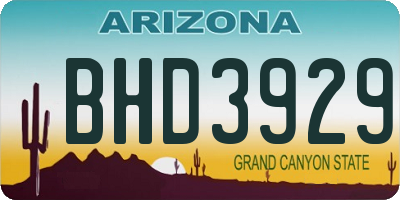 AZ license plate BHD3929