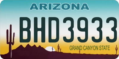 AZ license plate BHD3933