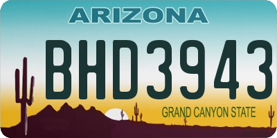 AZ license plate BHD3943