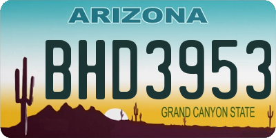 AZ license plate BHD3953